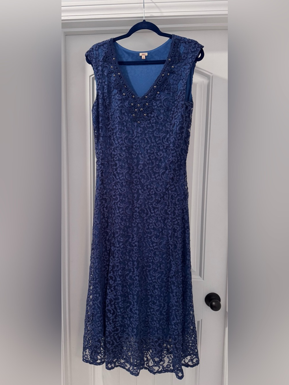 Reba Elegant Navy Lace Sleeveless Dress